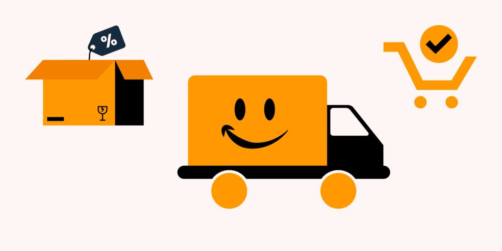 Imagen de dibujos de carritos y cajas de Amazon